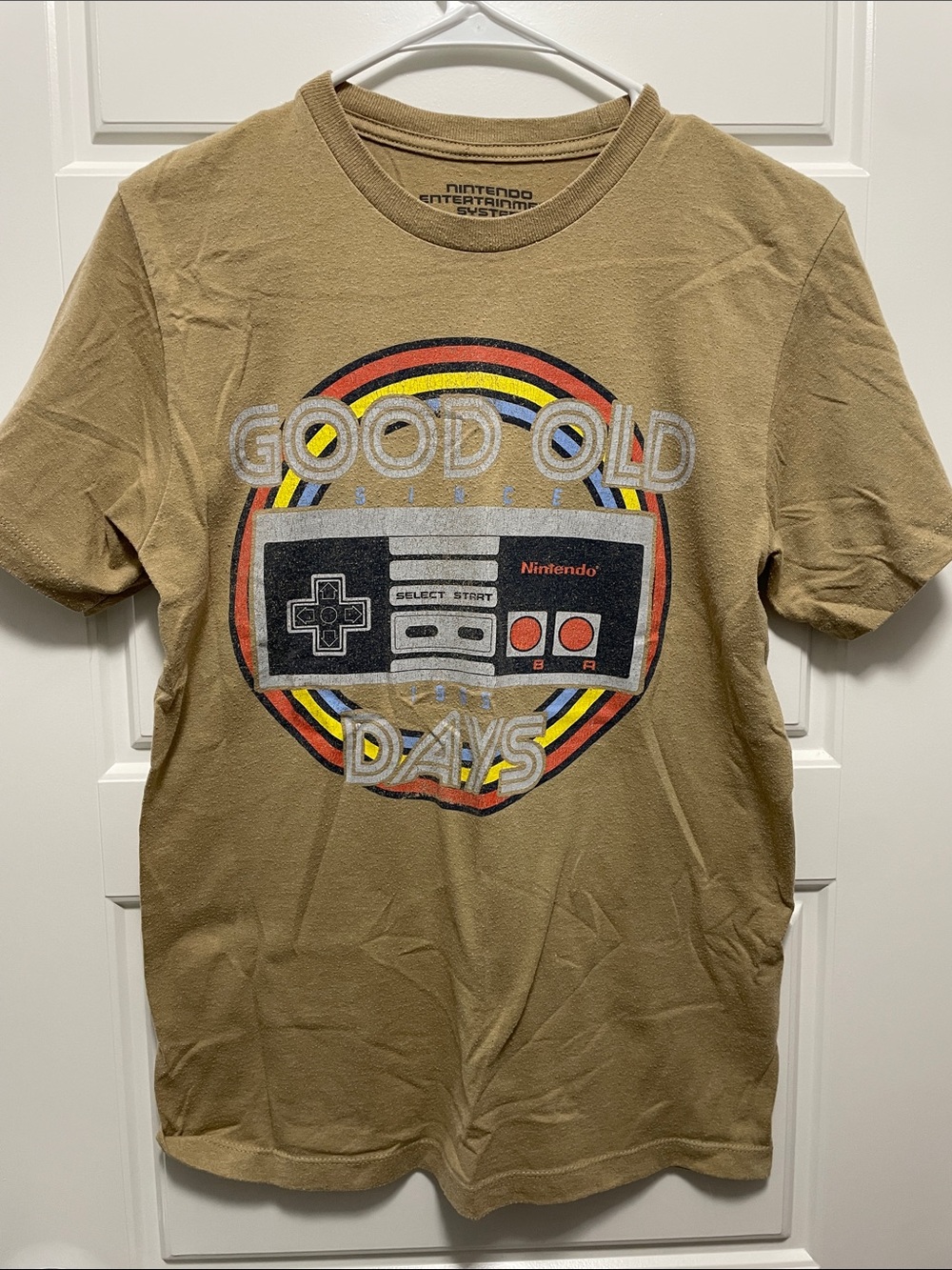 Retro vintage Nintendo Tan Tee with Retro Controller Graphic